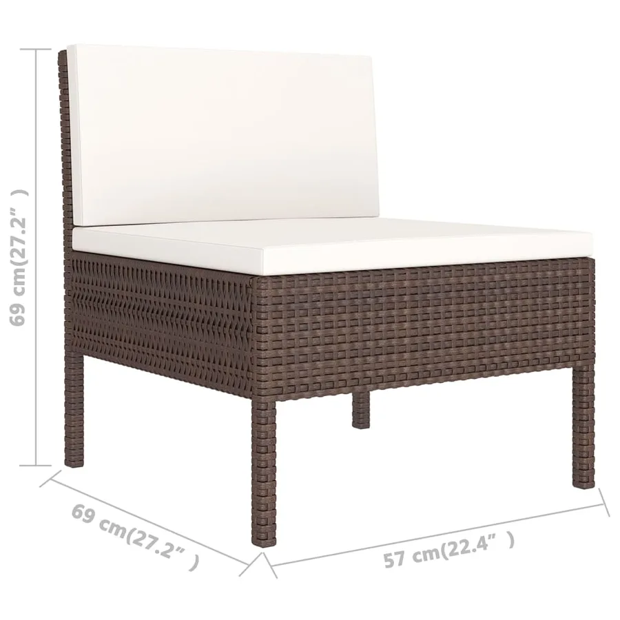 Salon de jardin 9 pcs avec coussins résine tressée marron - 10