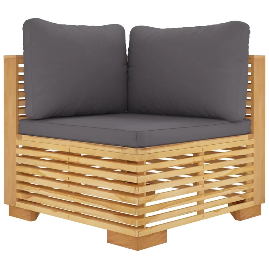 Salon de jardin 3 pcs avec coussins Bois de teck solide - 5