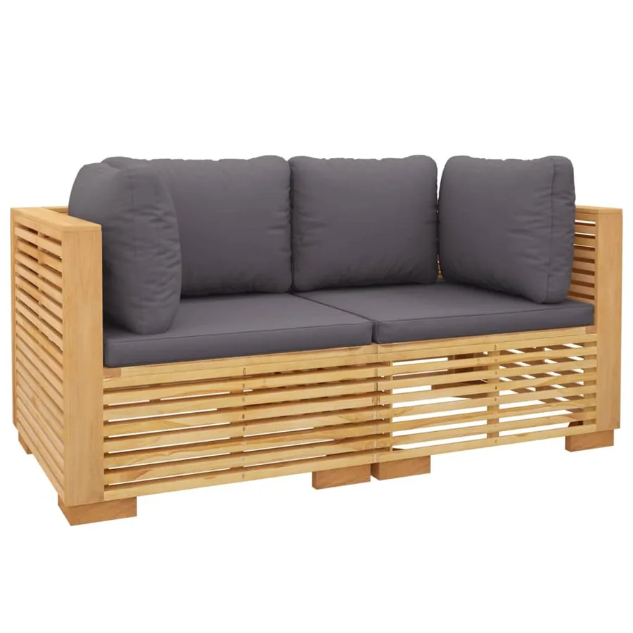 Canapés d'angle de jardin et coussins 2 pcs Bois teck massif - 3