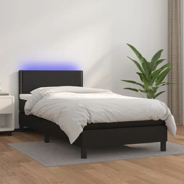 Sommier à lattes de lit avec matelas et LED Noir 100x200cm