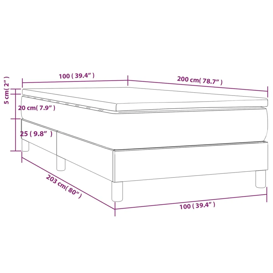 Sommier à lattes de lit avec matelas Gris foncé 100x200cm Tissu - 10