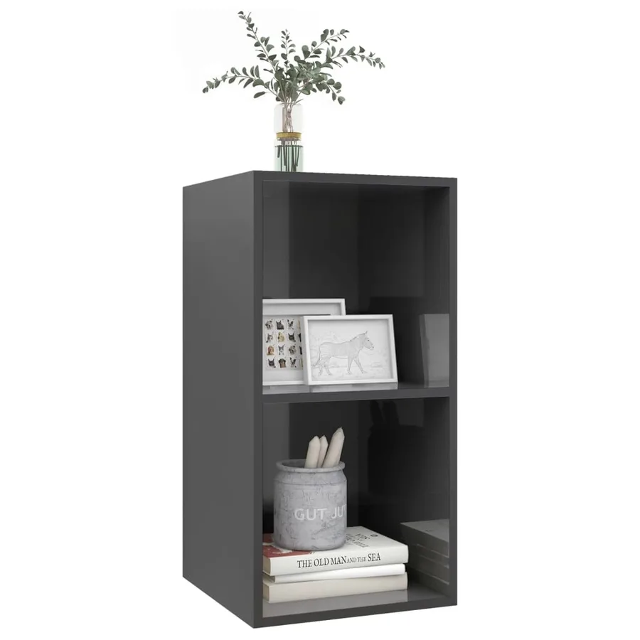 Meuble TV mural Gris brillant 37x37x72 cm Bois d’ingénierie - 3