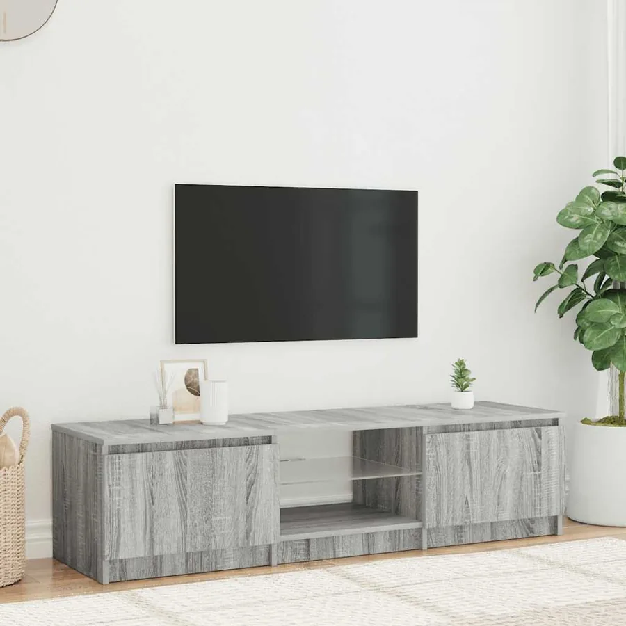 Meuble TV avec lumières LED Sonoma gris 140x40x36 cm