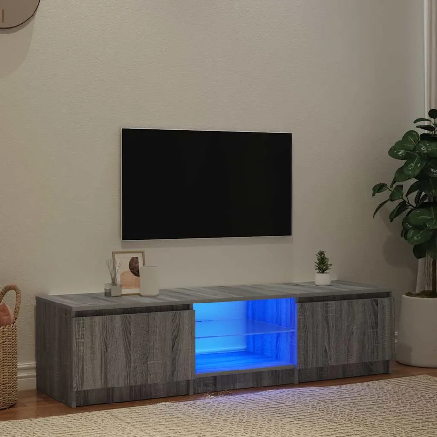 Meuble TV avec lumières LED Sonoma gris 140x40x36 cm - 3
