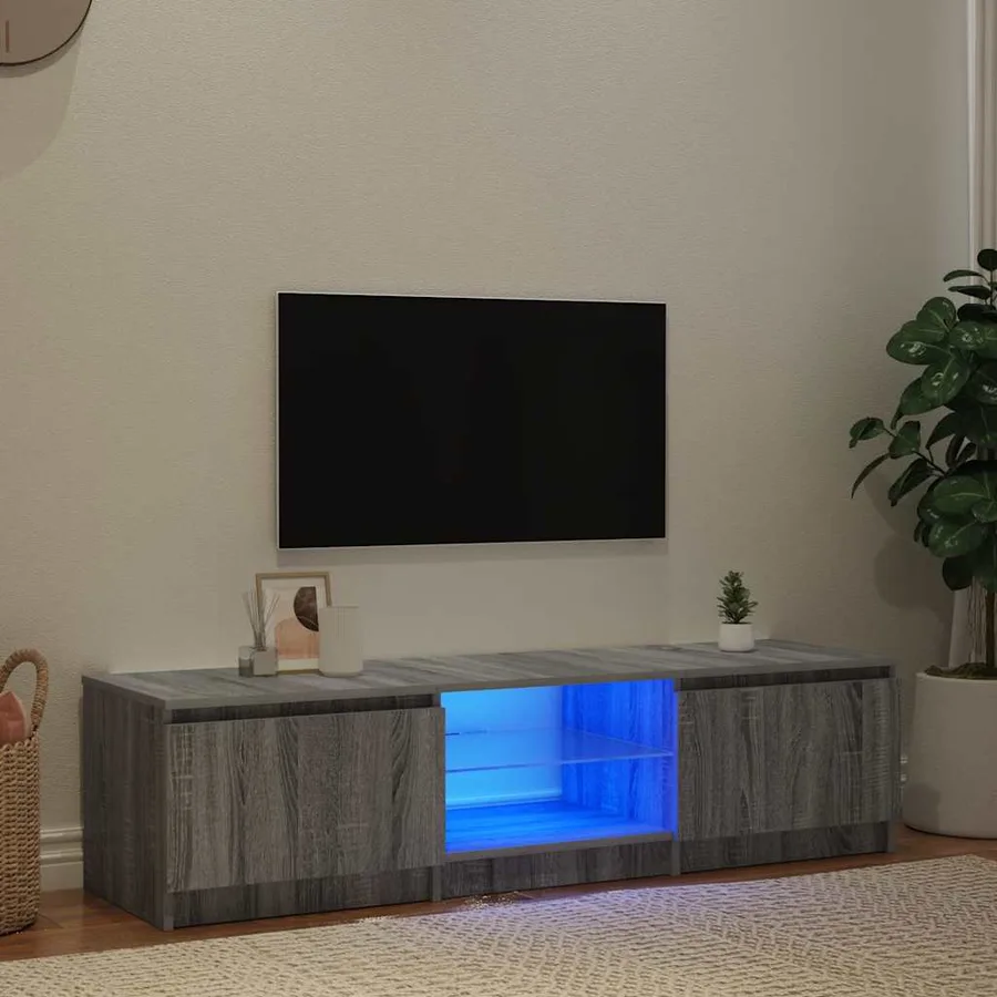 Meuble TV avec lumières LED Sonoma gris 140x40x36 cm - 8