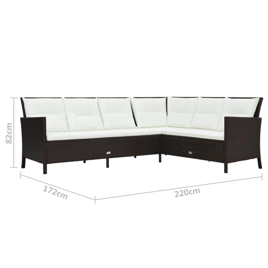 Salon de jardin 3 pcs avec coussins Résine tressée Marron - 10