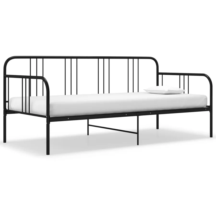 Cadre de canapé-lit sans matelas noir métal 90x200 cm
