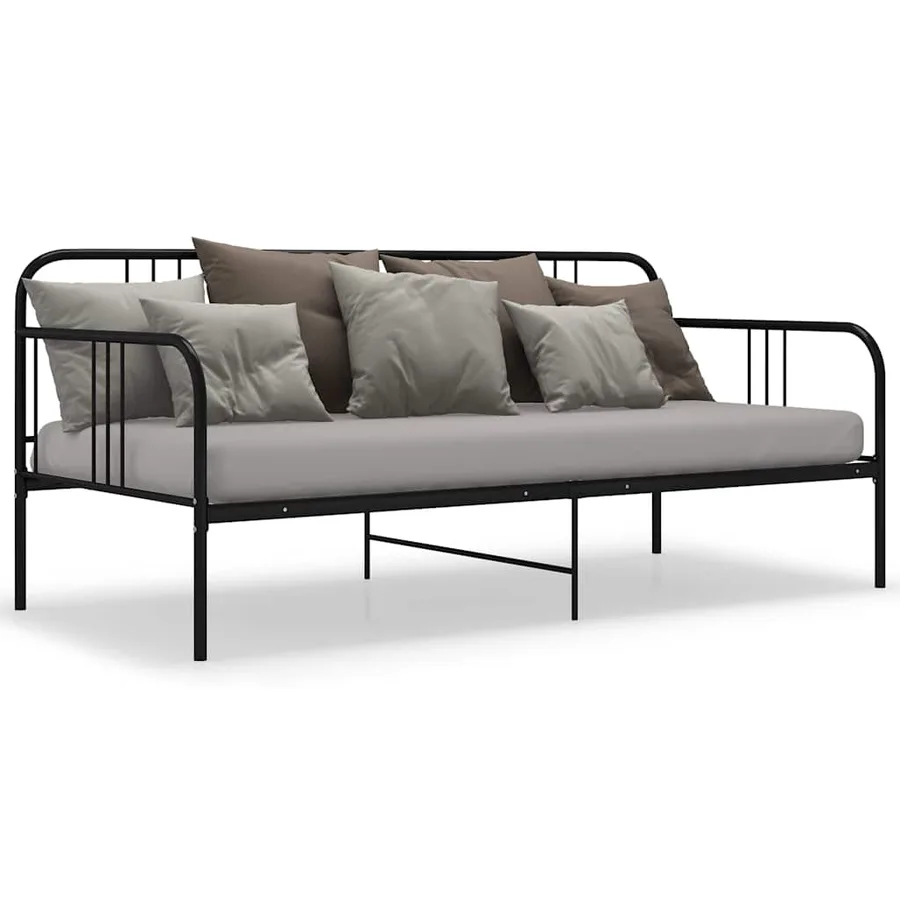 Cadre de canapé-lit sans matelas noir métal 90x200 cm - 3