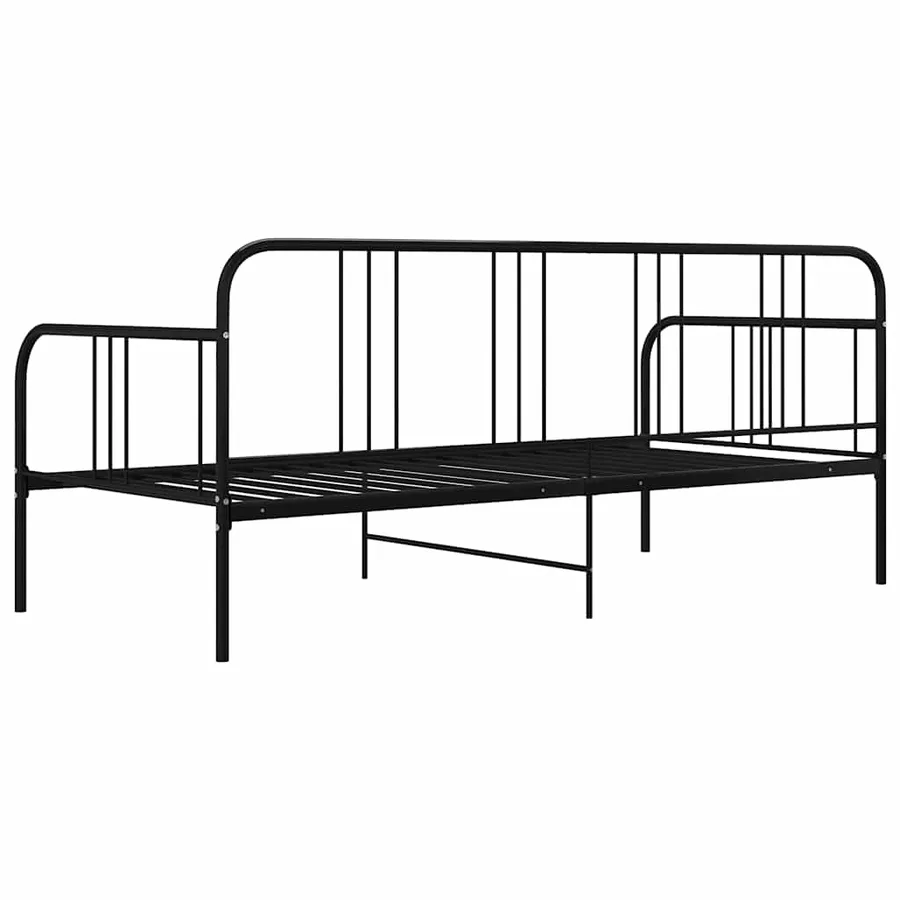 Cadre de canapé-lit sans matelas noir métal 90x200 cm - 6