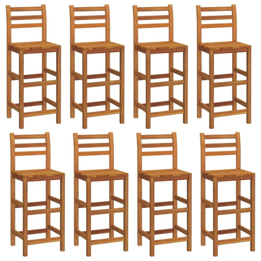 Tabourets de bar lot de 8 bois massif d'acacia - 2