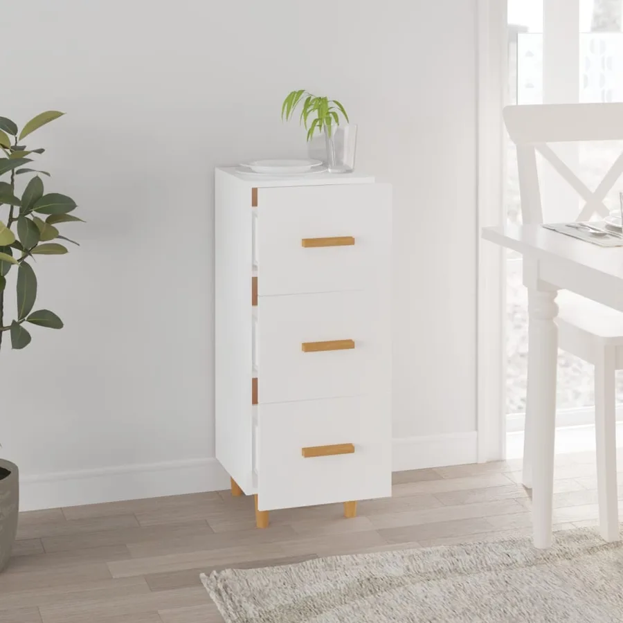 Buffet blanc 34,5x34x90 cm bois d'ingénierie - 3