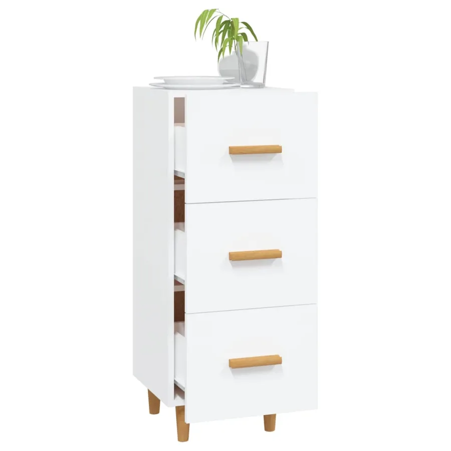 Buffet blanc 34,5x34x90 cm bois d'ingénierie - 4