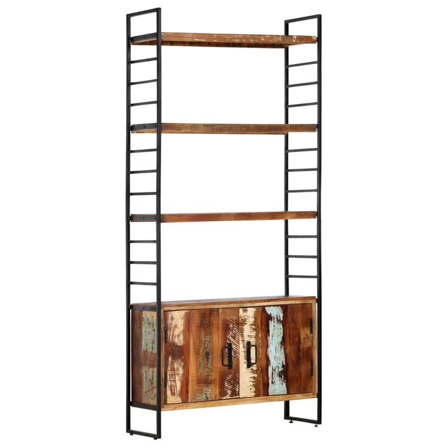 Bibliothèque 4 niveaux 80x30x180 cm Bois solide de récupération - 11