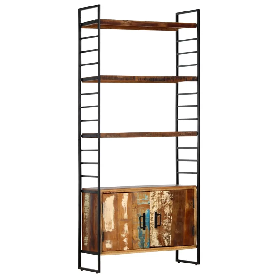 Bibliothèque 4 niveaux 80x30x180 cm Bois solide de récupération - 12