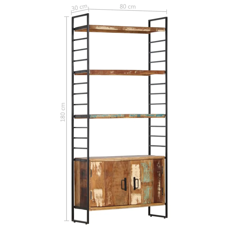 Bibliothèque 4 niveaux 80x30x180 cm Bois solide de récupération - 9