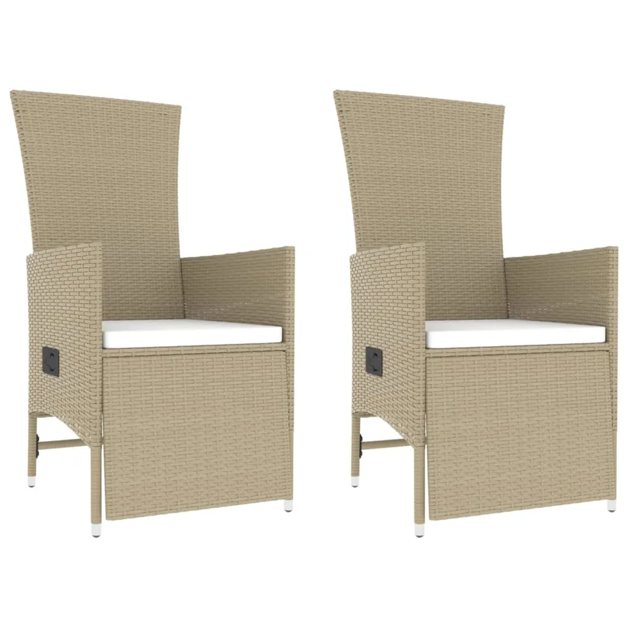 Ensemble de salon de jardin 3 pcs beige poly rotin et acier - 4