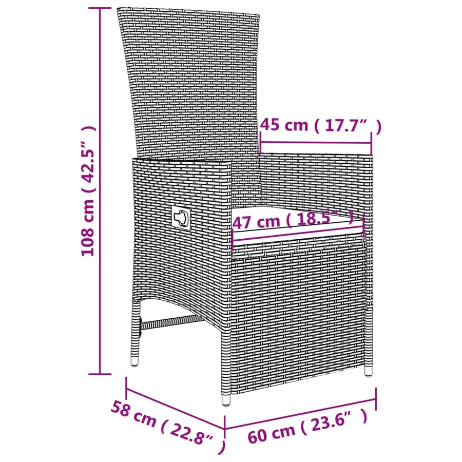 Ensemble de salon de jardin 3 pcs beige poly rotin et acier - 6