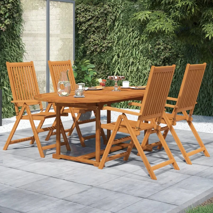 Ensemble à manger de jardin 5 pcs Bois d'acacia massif 120-170 cm