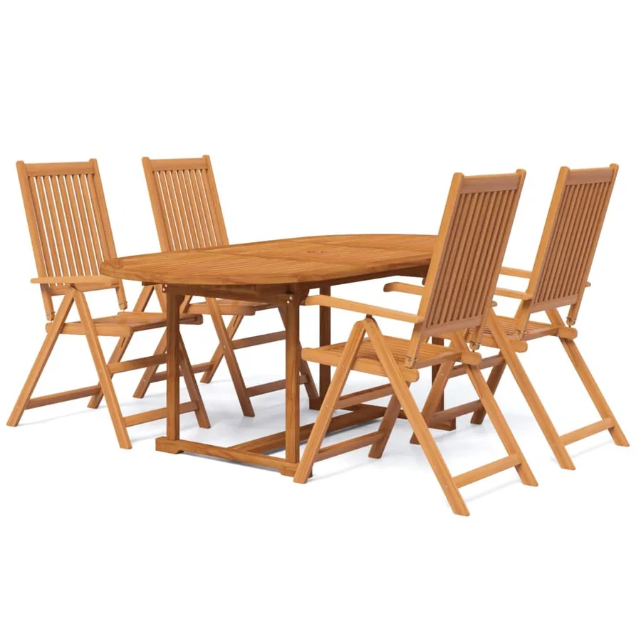 Ensemble à manger de jardin 5 pcs Bois d'acacia massif 120-170 cm - 2