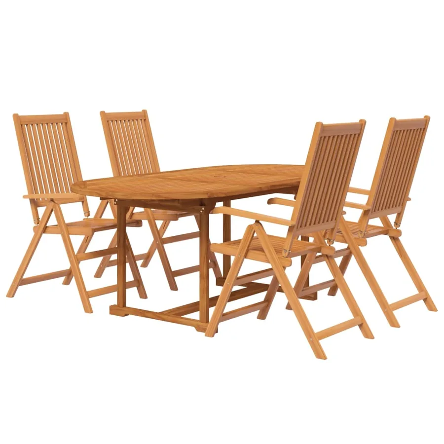 Ensemble à manger de jardin 5 pcs Bois d'acacia massif 120-170 cm - 3