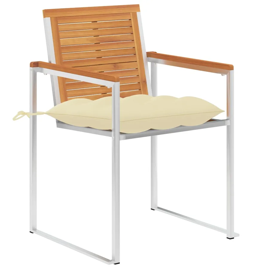 Chaises de jardin avec coussins lot de 2 Acacia solide et acier - 2