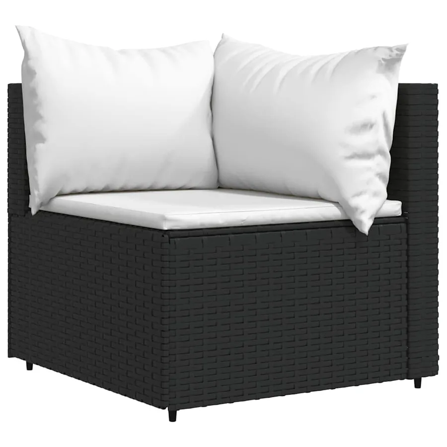 Salon de jardin 4 pcs avec coussins Noir Résine tressée - 4