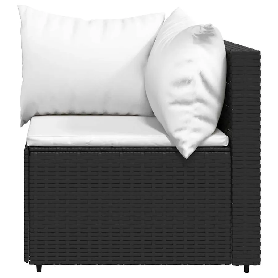 Salon de jardin 4 pcs avec coussins Noir Résine tressée - 9