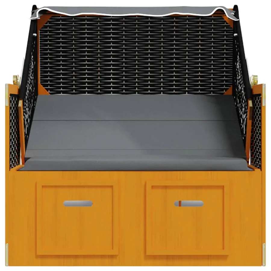 Strandkorb avec auvent résine tressée et bois solide anthracite - 7