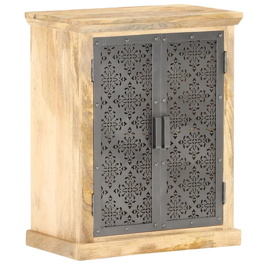 Buffet avec portes en acier 60x35x75 cm Bois de manguier solide - 10