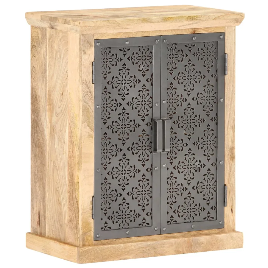 Buffet avec portes en acier 60x35x75 cm Bois de manguier solide - 12