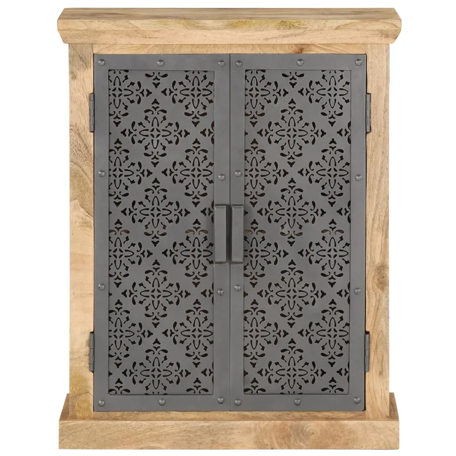 Buffet avec portes en acier 60x35x75 cm Bois de manguier solide - 3