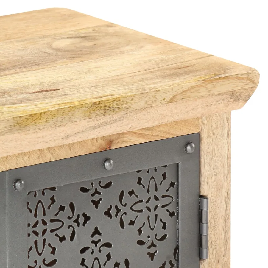 Buffet avec portes en acier 60x35x75 cm Bois de manguier solide - 6