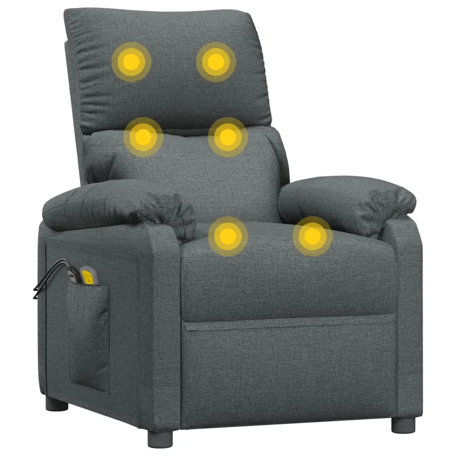 Fauteuil électrique de massage Gris foncé Tissu - 7