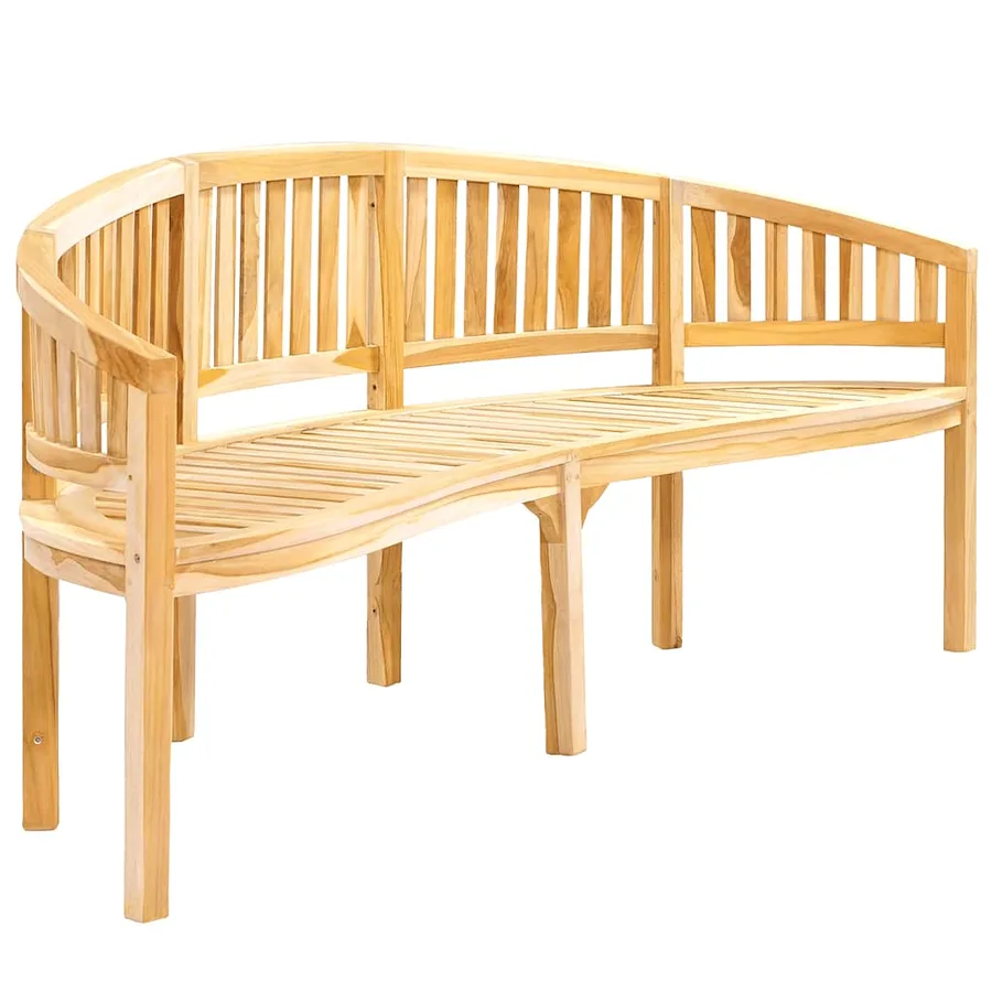 Banc de jardin en forme de banane 200 cm bois de teck solide - 2