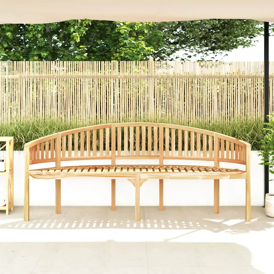 Banc de jardin en forme de banane 200 cm bois de teck solide - 3