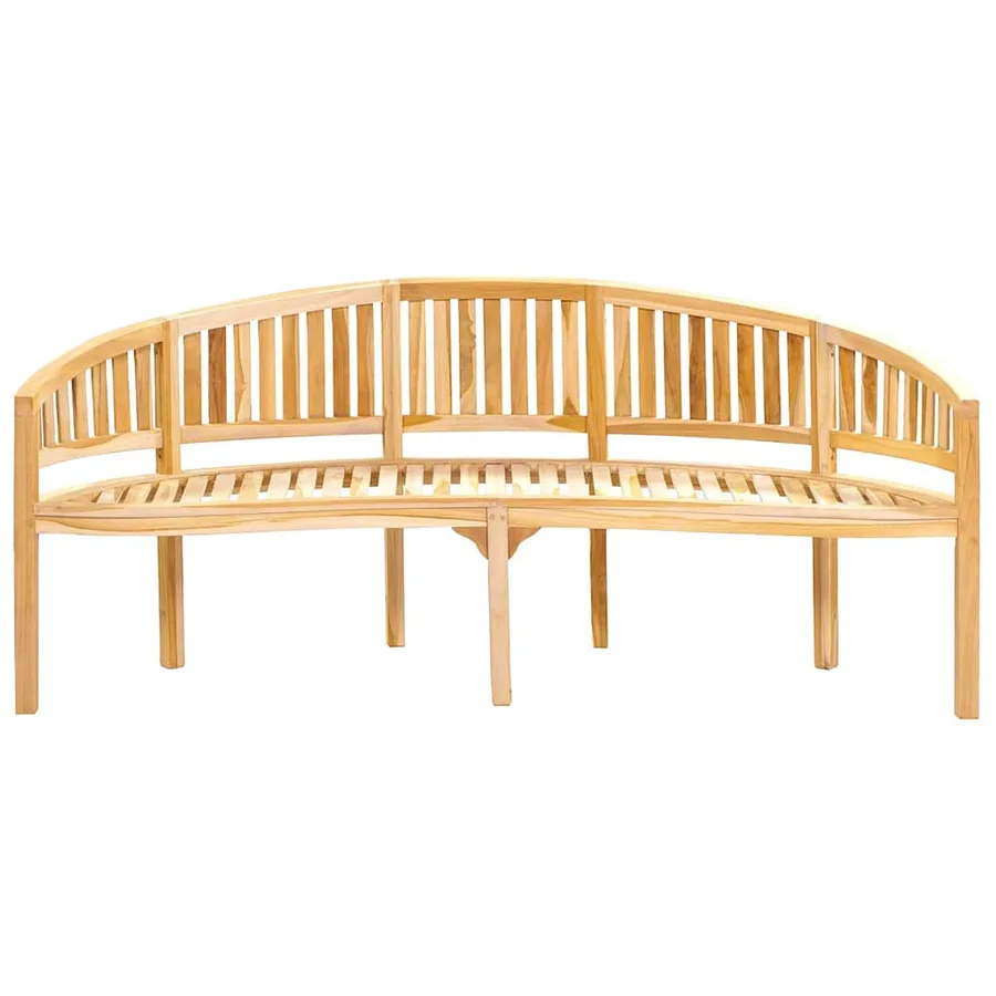 Banc de jardin en forme de banane 200 cm bois de teck solide - 4