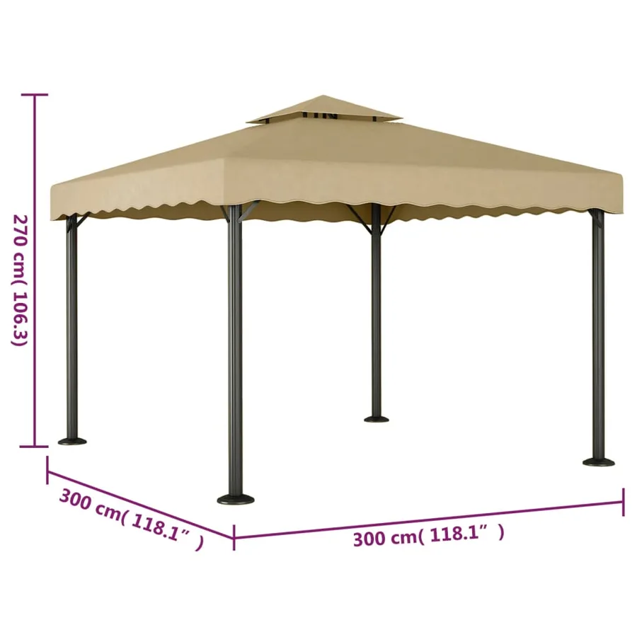 Chapiteau Taupe 3x3 m Aluminium et acier - 4