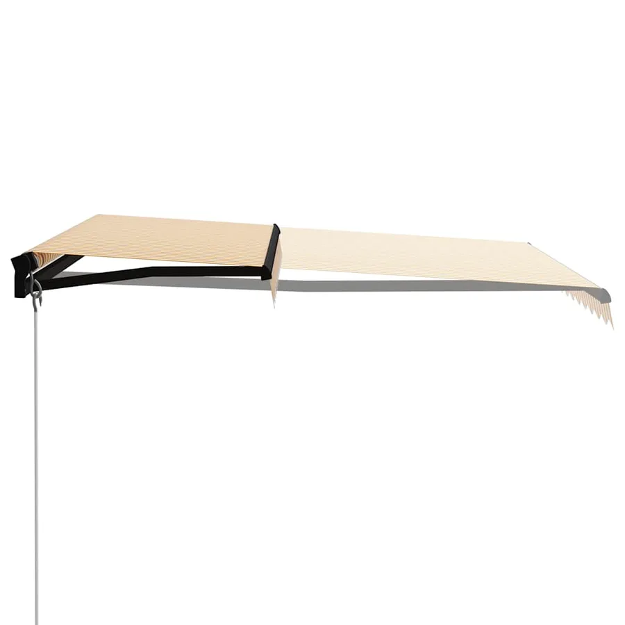 Auvent manuel rétractable avec LED 300x250 cm Jaune et blanc - 3