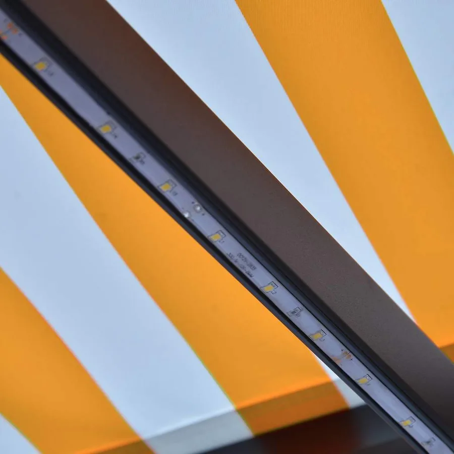 Auvent manuel rétractable avec LED 300x250 cm Jaune et blanc - 6