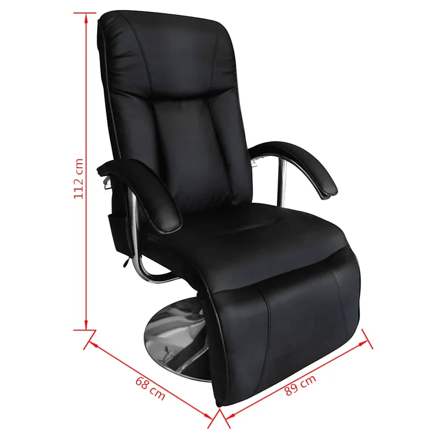 Fauteuil de massage Noir Similicuir - 6