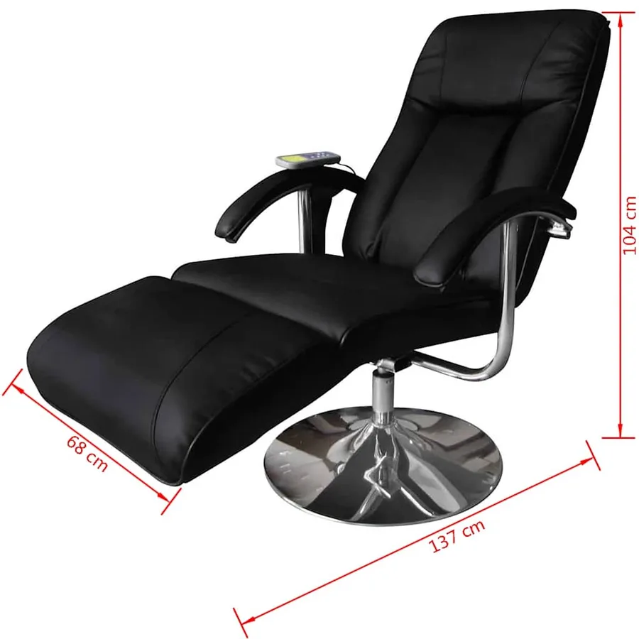 Fauteuil de massage Noir Similicuir - 7