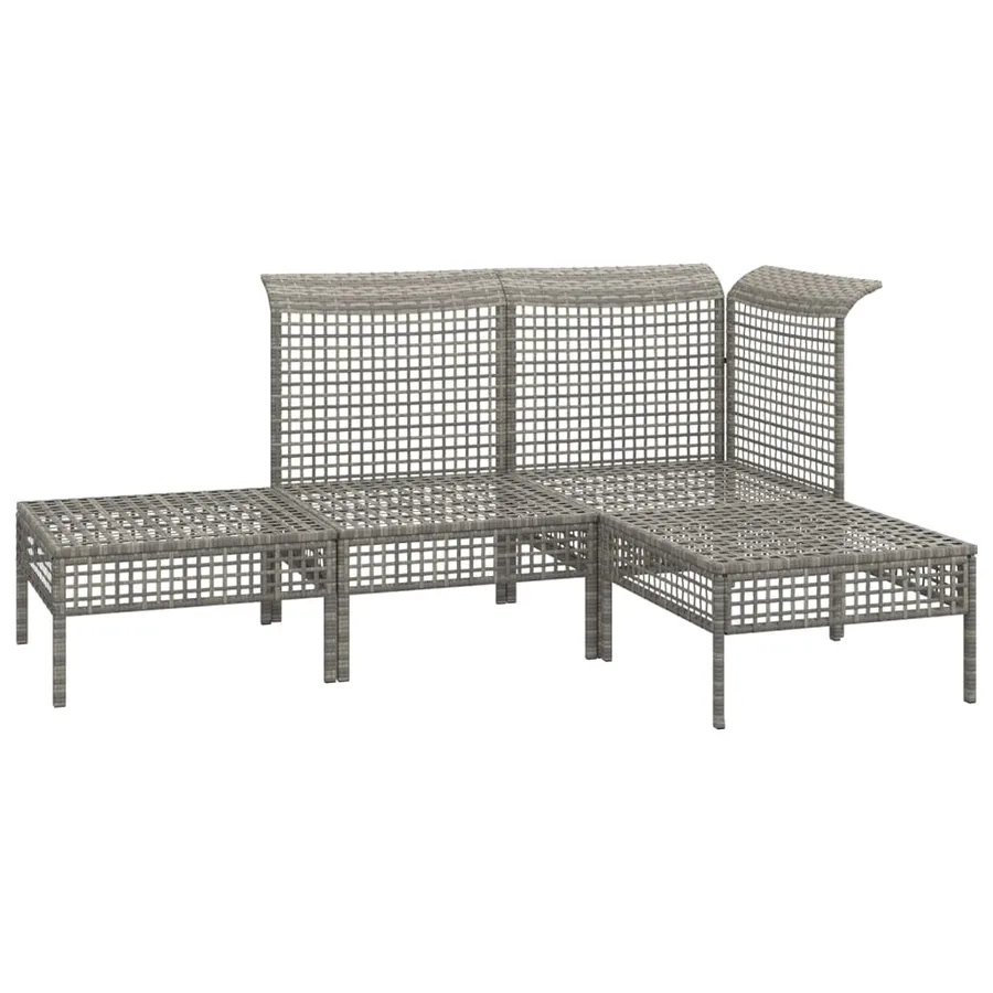 Salon de jardin 4 pcs avec coussins Gris Résine tressée - 4