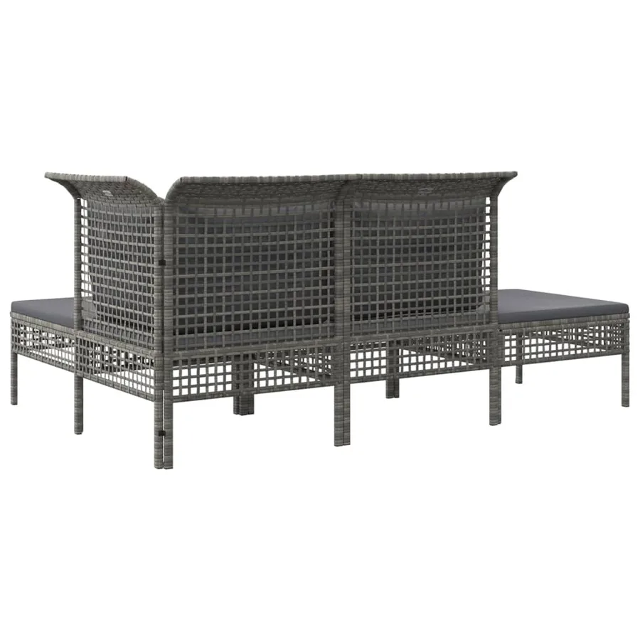 Salon de jardin 4 pcs avec coussins Gris Résine tressée - 6