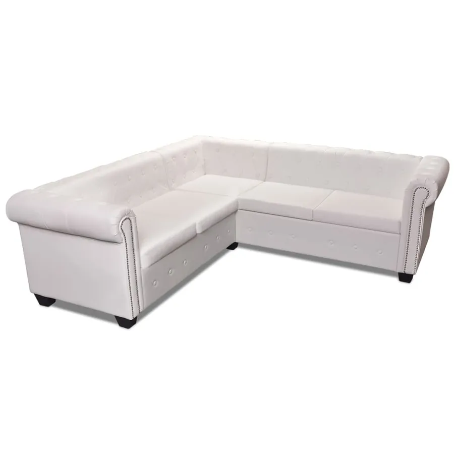 Canapé d'angle Chesterfield 5 plc Cuir artificiel Blanc - 2