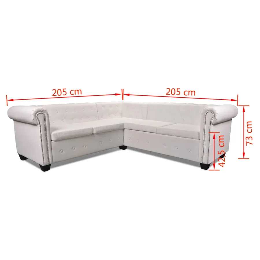 Canapé d'angle Chesterfield 5 plc Cuir artificiel Blanc - 7