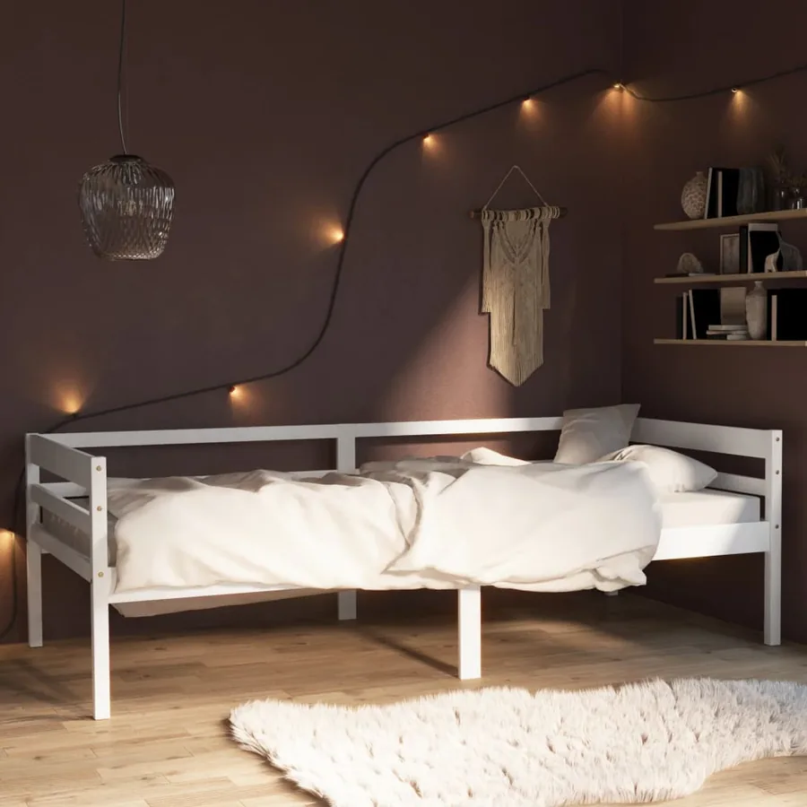 Cadre de lit sans matelas blanc bois de pin massif 90x200 cm