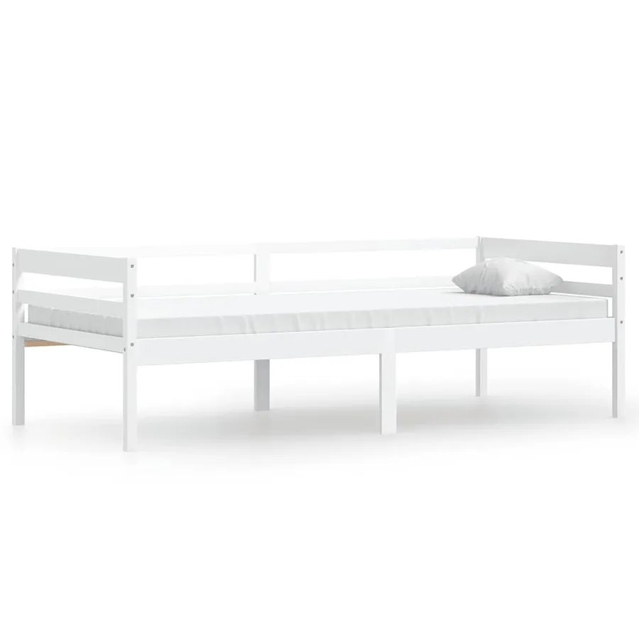 Cadre de lit sans matelas blanc bois de pin massif 90x200 cm - 2
