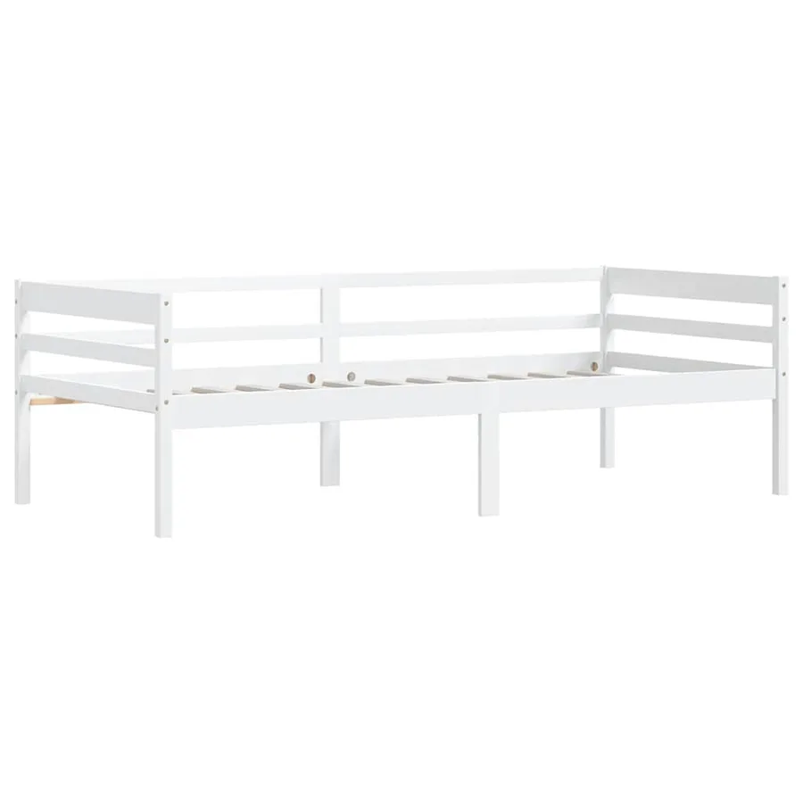Cadre de lit sans matelas blanc bois de pin massif 90x200 cm - 3