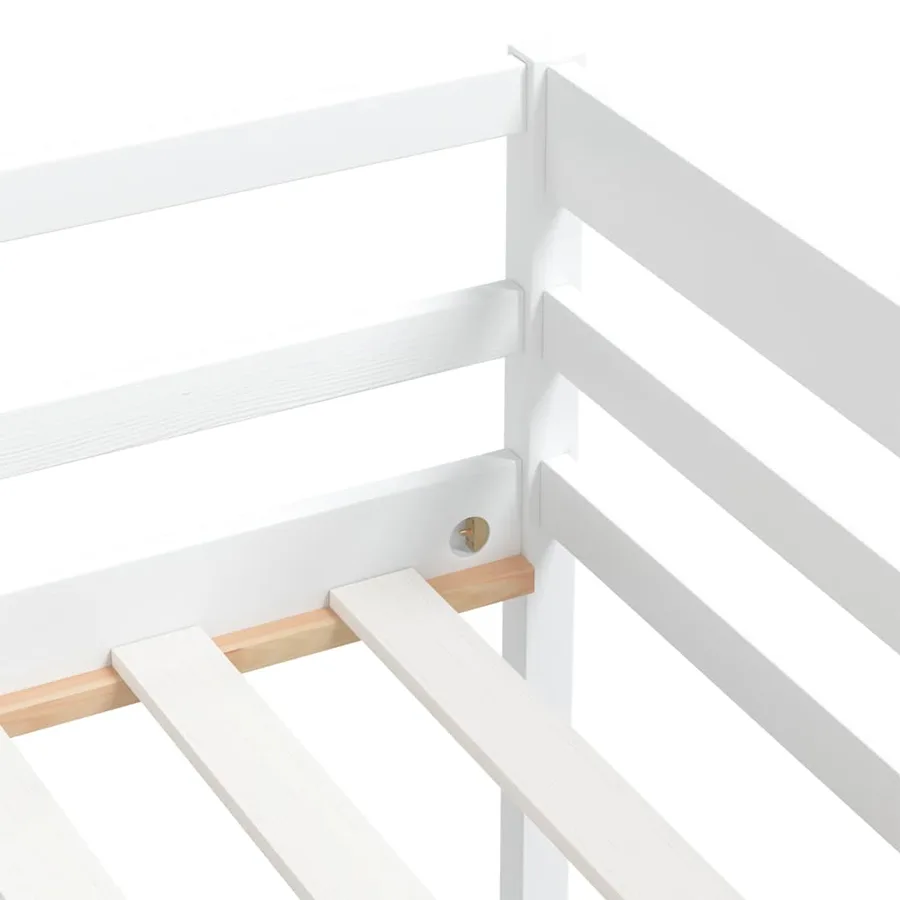 Cadre de lit sans matelas blanc bois de pin massif 90x200 cm - 7