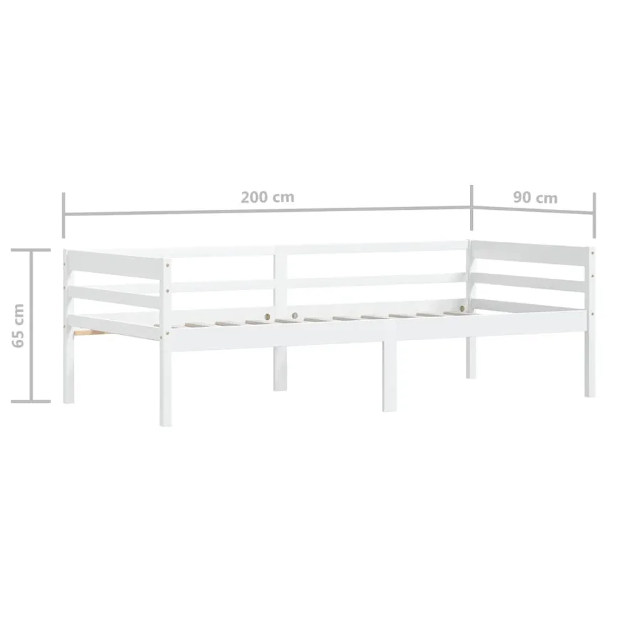 Cadre de lit sans matelas blanc bois de pin massif 90x200 cm - 9